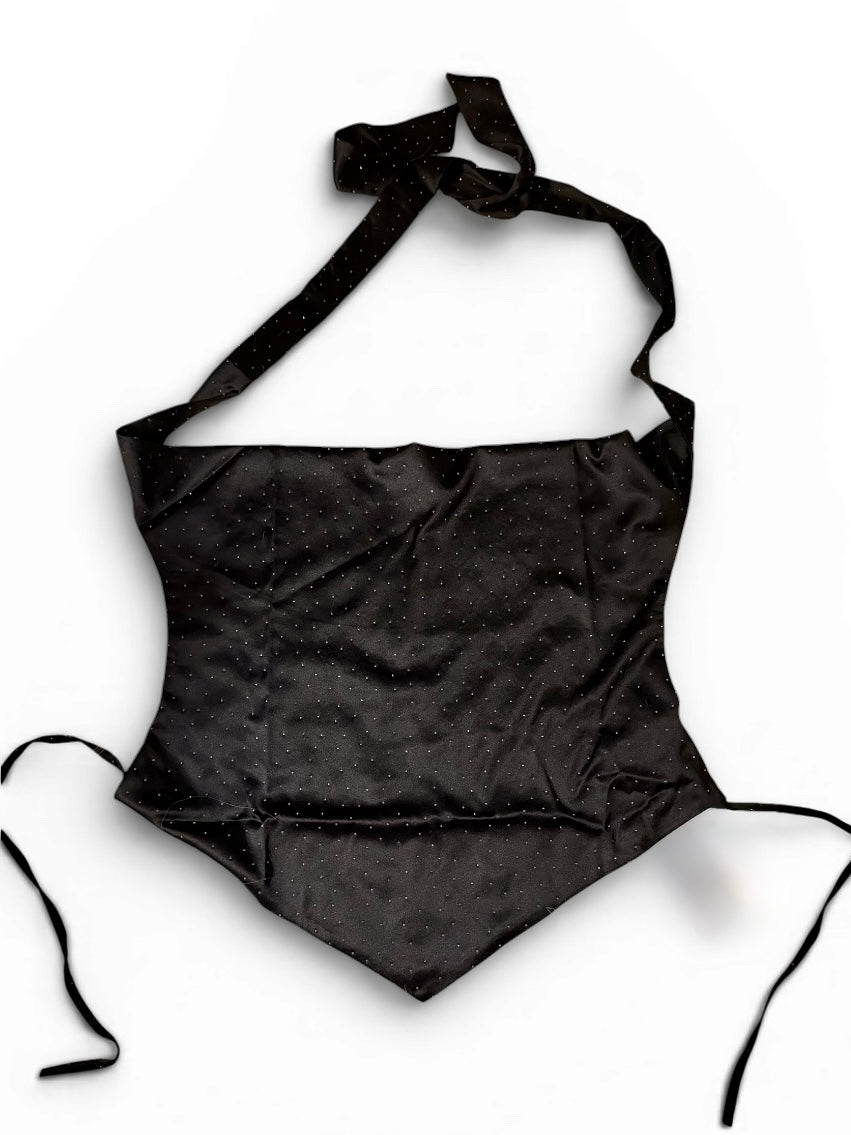 Allover Hot Fix Tie Back Halter Top