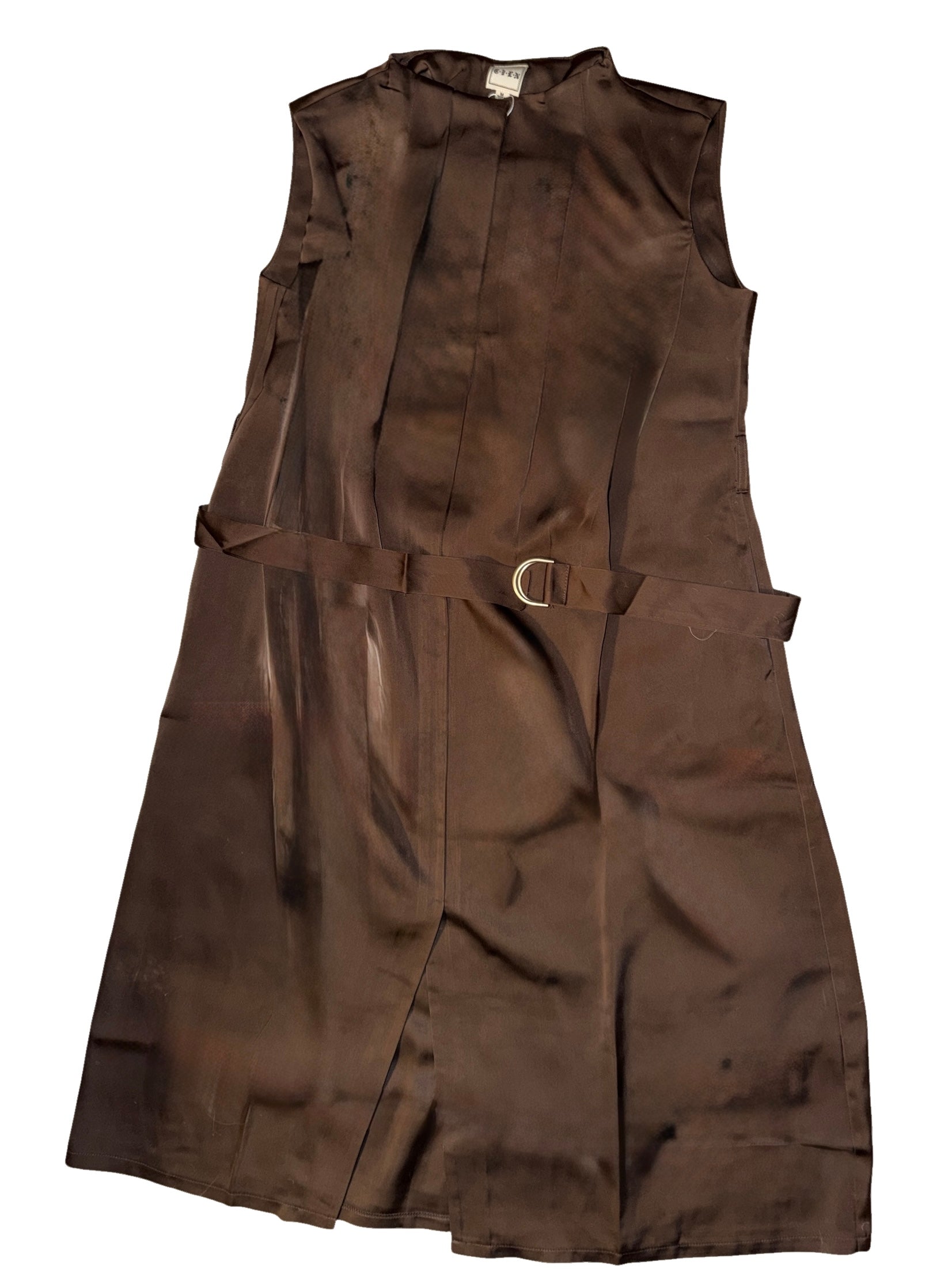 Pleated Midi Dress With Belt